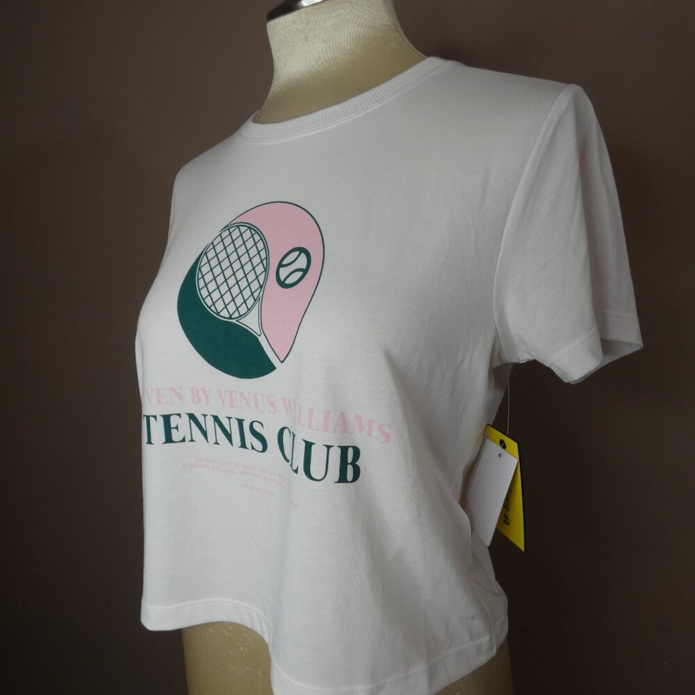 Eleven Venus Williams Women's M NWT Country Club Cropped Tee White Cotton Blend - Picture 2 of 9